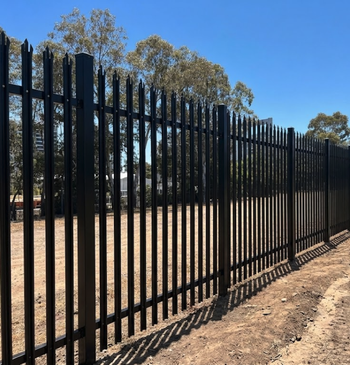 Palisade security fencing installation